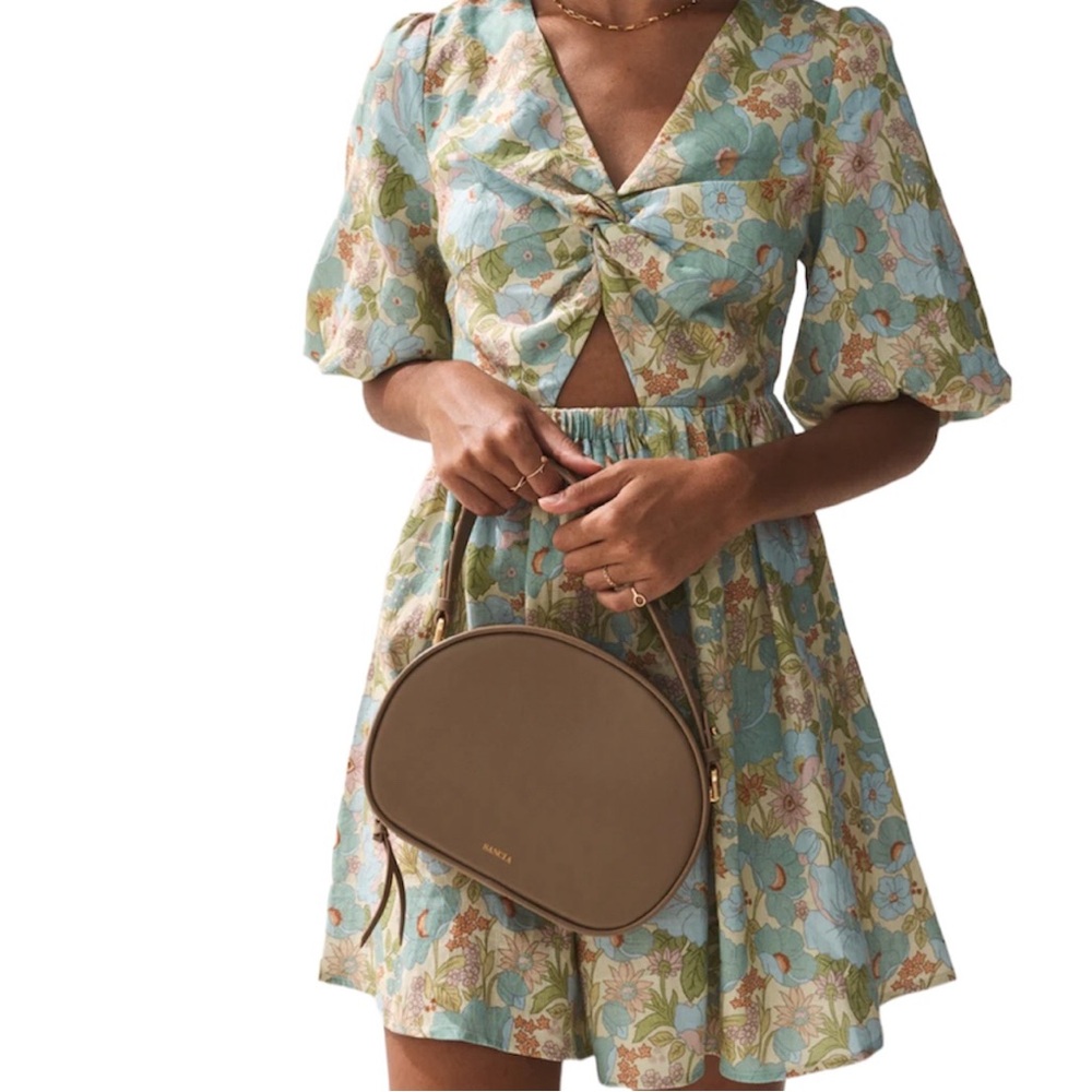 SANCIA Bria Floral Cutout Linen Mini Anthropologie Dress Medium M Women Summer